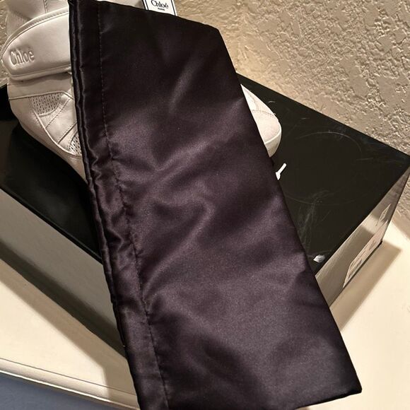 Chloe Women’s Size 41 Kick Leather & Mesh High Top Sneaker Cloudy Cream NEW - Picture 13 of 16